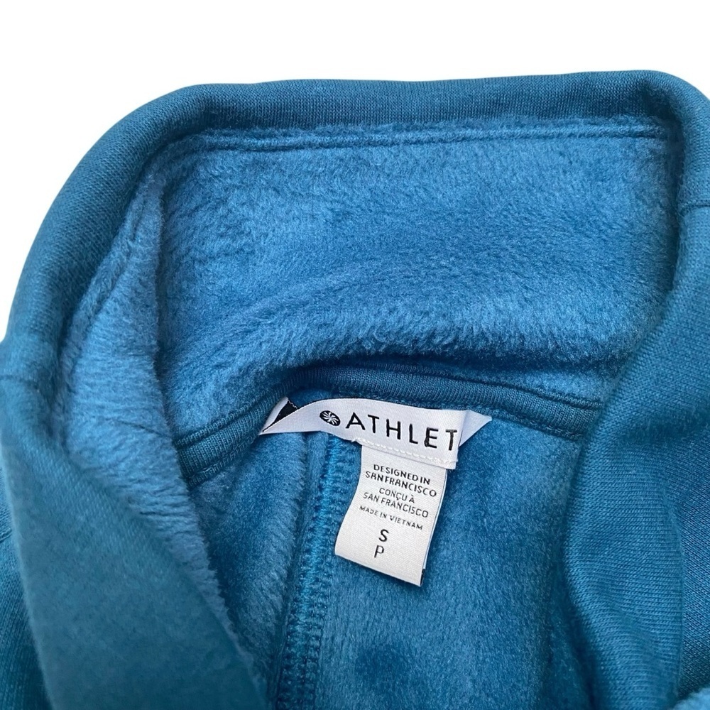 Athleta Cozy Karma Mock Neck Sweatshirt Dress Small Teal Pockets - Picture 15 of 16
